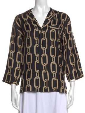Nili Lotan Juste printed silk-twill shirt Size Small